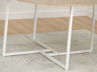 Okrągły stół do pokoju dziennego 120 cm SONOMA BIRK BIAŁY - metalowa podstawa