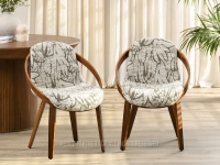 ORZECHOWE krzesło z organicznym printem LAGOS KREMOWO SZARY - nowoczesny design do jadalni