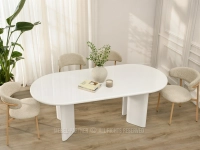 Elegancki owalny stół do jadalni 220 BIAŁY POŁYSK LIVARO BIAŁY - blat o szerokości 220 cm