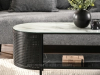 Owalny stolik kawowy OSVALD BIAŁY MARMUR CZARNY - nowoczesna bryła