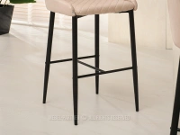 Pikowane krzesło barowe z oparciem LUIGI BEŻ EKOSKÓRA - krzesło barowe na metalowej podstawie