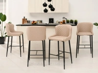 Pikowane krzesło barowe z oparciem LUIGI BEŻ EKOSKÓRA - pikowane krzesła barowe do kuchni