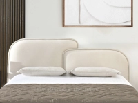 Podwójne łóżko tapicerowane 180x200 RESTI KREMOWY - stylowy zaokrąglony zagłówek