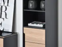 Regał LARK L3 JESION + GRAFIT z półkami i szufladą - stylowe półki