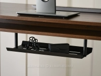 Regulowane biurko z szufladami i portem USB ORZECH OTSO 140 CZARNY - półka na kable
