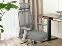 Regulowany fotel biurowy z wysokim oparciem LARGO SZARY - ergonomiczne siedzisko z tkaniny typu mesh