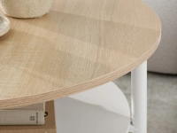 Skandynawska ława do salonu RENNE XL SONOMA - BIAŁY - płyta laminowana z kolorze dębu sonoma