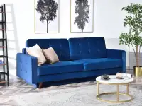 Sofa pikowana AURA GRANATOWA  rozkładana z pojemnikiem w aranżacji