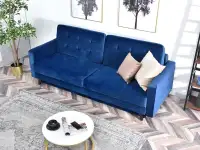 Sofa pikowana AURA GRANATOWA  rozkładana z pojemnikiem w aranżacji