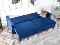 Sofa pikowana AURA GRANATOWA  rozkładana z pojemnikiem - funkcja spania