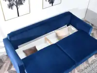 Sofa pikowana AURA GRANATOWA  rozkładana z pojemnikiem - dodatkowy pojemik