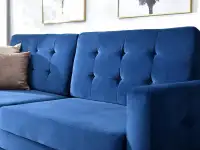 Sofa pikowana AURA GRANATOWA  rozkładana z pojemnikiem - pikowane oparcie