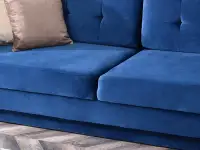 Sofa pikowana AURA GRANATOWA  rozkładana z pojemnikiem - miękkie siedzisko