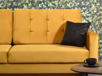 Rozkładana kanapa pikowana AURA MUSZTARDOWA - musztardowy kolor