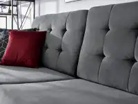 Sofa pikowana AURA SZARA WELUROWA rozkładana z pojemnikiem - miekkie siedzisko