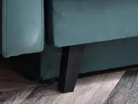 Nowoczesna kanapa AURA MORSKA rozkładana z pojemnikiem - czarna nóżka