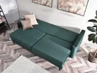 Sofa pikowana AURA BUTELKOWA ZIELEŃ rozkładana z pojemnikiem - funkcja spania