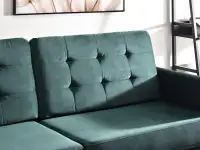Sofa pikowana AURA BUTELKOWA ZIELEŃ rozkładana z pojemnikiem - wygodne oparcie