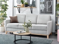 Sofa bergen szary tkanina, podstawa dąb naturalny