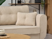Beżowa sofa boucle rozkładana BLINK - BUKOWA NOGA - charakterystyczne detale