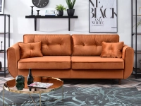 Sofa blink miedziany welur, podstawa orzech