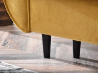 Sofa welurowa BLINK MUSZTARDOWA rozkładana z poduchami - smukła nóżka