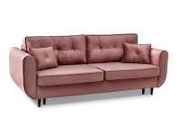 Sofa glamour BLINK PUDROWY RÓŻ z weluru rozkładana