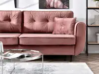 Sofa glamour BLINK PUDROWY RÓŻ z weluru rozkładana - desginerska bryła