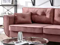 Sofa glamour BLINK PUDROWY RÓŻ z weluru rozkładana - nowoczesna forma