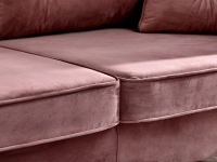 Sofa glamour BLINK PUDROWY RÓŻ z weluru rozkładana - miękkie siedzisko