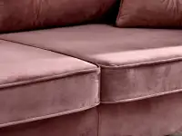 Sofa glamour BLINK PUDROWY RÓŻ z weluru rozkładana - miękkie siedzisko