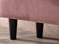 Sofa glamour BLINK PUDROWY RÓŻ z weluru rozkładana - drewninane nóżki