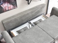 Designerska kanapa BLINK MORSKA pikowana z poduchami - pojemnik na pościel