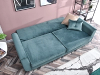 Designerska kanapa BLINK MORSKA pikowana z poduchami