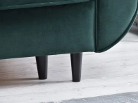 Sofa welurowa BLINK BUTELKOWA ZIELEŃ rozkładana z poduchami - smukłe nóżki