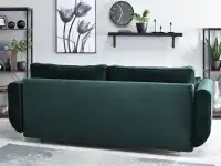 Sofa welurowa BLINK BUTELKOWA ZIELEŃ rozkładana z poduchami - tapicerowany tył