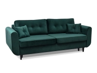 Sofa welurowa BLINK BUTELKOWA ZIELEŃ rozkładana z poduchami