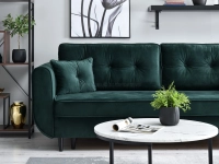 Sofa welurowa BLINK BUTELKOWA ZIELEŃ rozkładana z poduchami - oryginalna forma