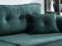 Sofa welurowa BLINK BUTELKOWA ZIELEŃ rozkładana z poduchami - miękkie poduchy