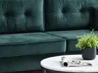 Sofa welurowa BLINK BUTELKOWA ZIELEŃ rozkładana z poduchami - wygodne siedzisko