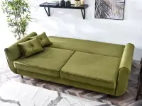 Sofa z weluru BLINK ZIELONA z funkcją spania do salonu - funkcja spania