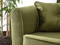 Sofa z weluru BLINK ZIELONA z funkcją spania do salonu - komfortowe boczki