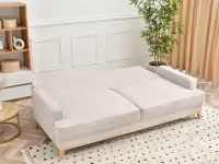 Sofa rozkładana CERMA POPIEL - NOGA BUK  - powierzchnia spania