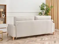 Sofa rozkładana CERMA POPIEL - NOGA BUK  - tapicerowany tył