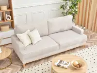 Sofa rozkładana CERMA POPIEL - NOGA BUK  - w aranżacji ze stolikami KODIA