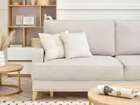 Sofa rozkładana CERMA POPIEL - NOGA BUK  - miękkie poduchy
