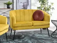 Produkt: Sofa estel żółty welur, podstawa czarny