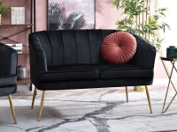 Sofa estel czarny welur, podstawa złoty