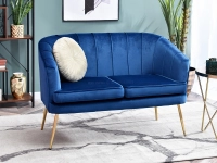 Sofa estel granatowy welur, podstawa złoty