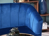 Sofa glamour ESTEL GRANATOWA NA ZŁOTYCH NOGACH z weluru - podłokietnik